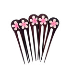 5 Pack Bunga Double Hair Stick Pink