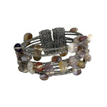 Gemstone Cuff Bracelet Agate on Grey