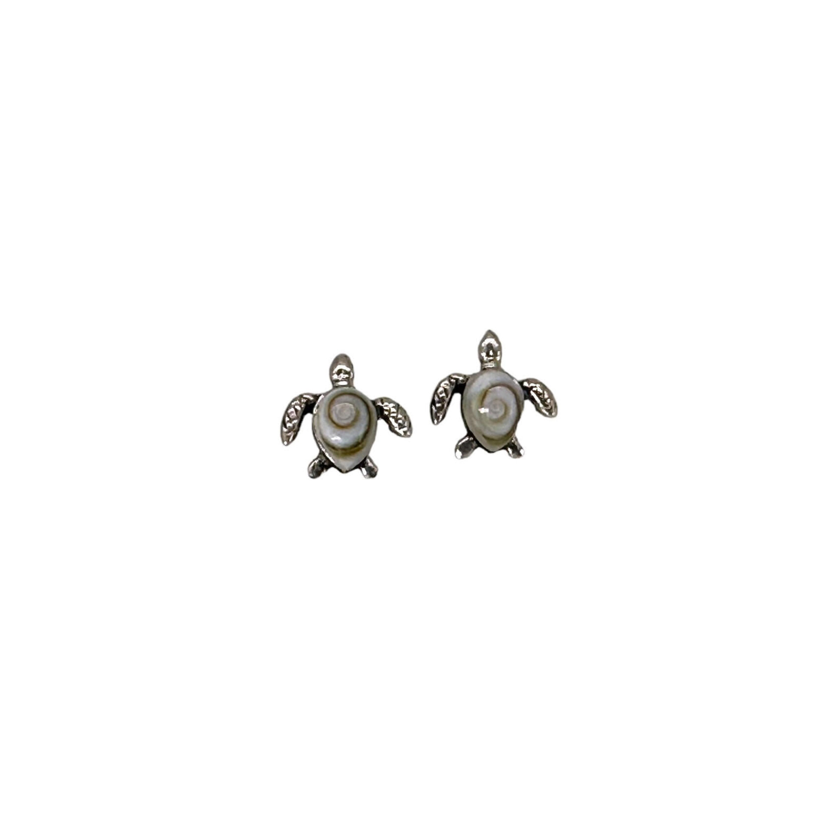 SE192 Sterling Silver Eye of Shiva Tiny Turtle Stud Earrings