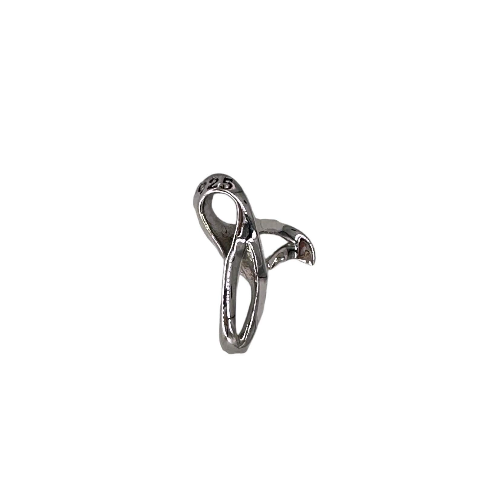 P381 Sterling Silver Open Whale Tail 22mm