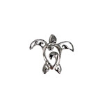 P385 Sterling Silver Wave Motif Turtle 24mm x 28mm