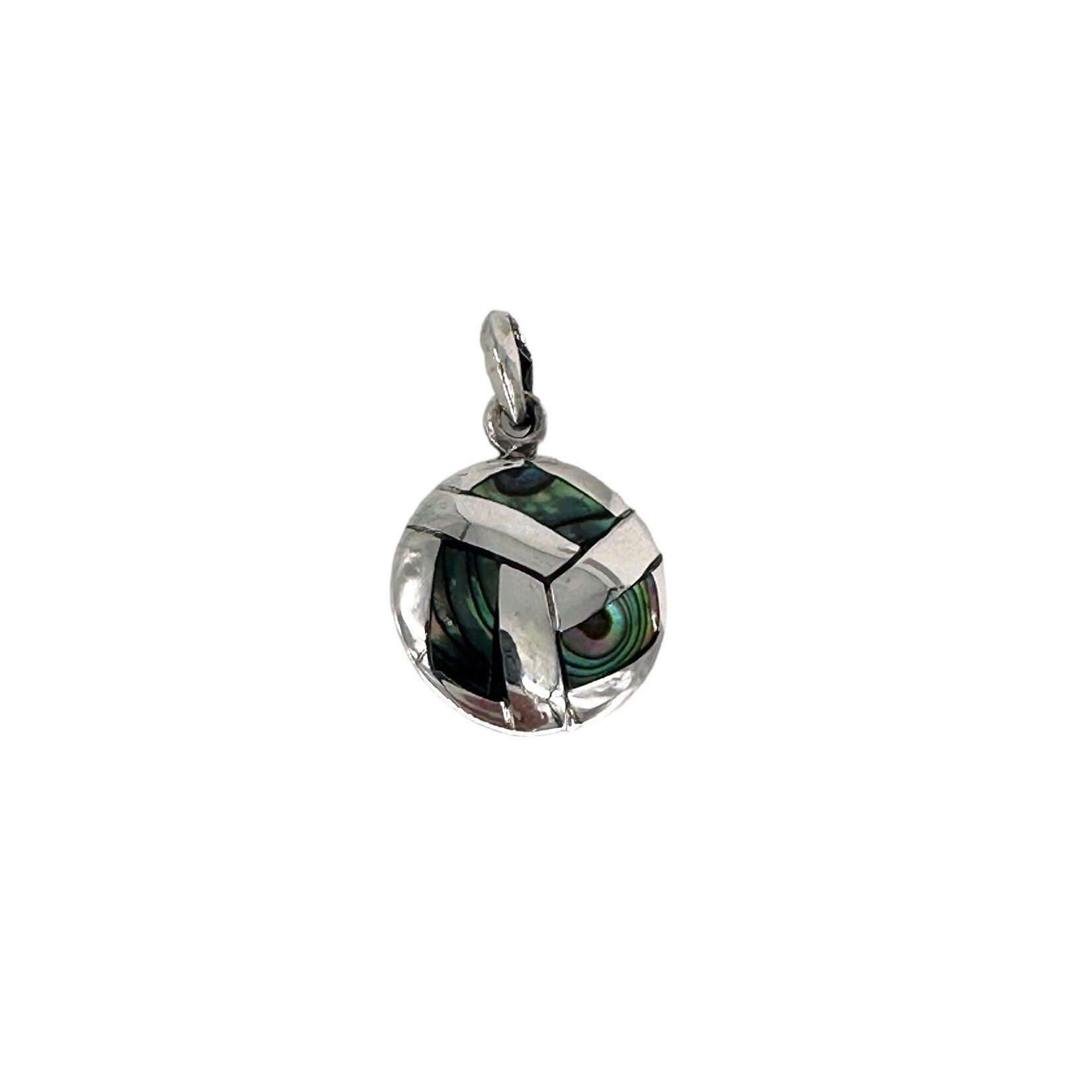 P396 Sterling Silver and Paua Volleyball Pendant Small