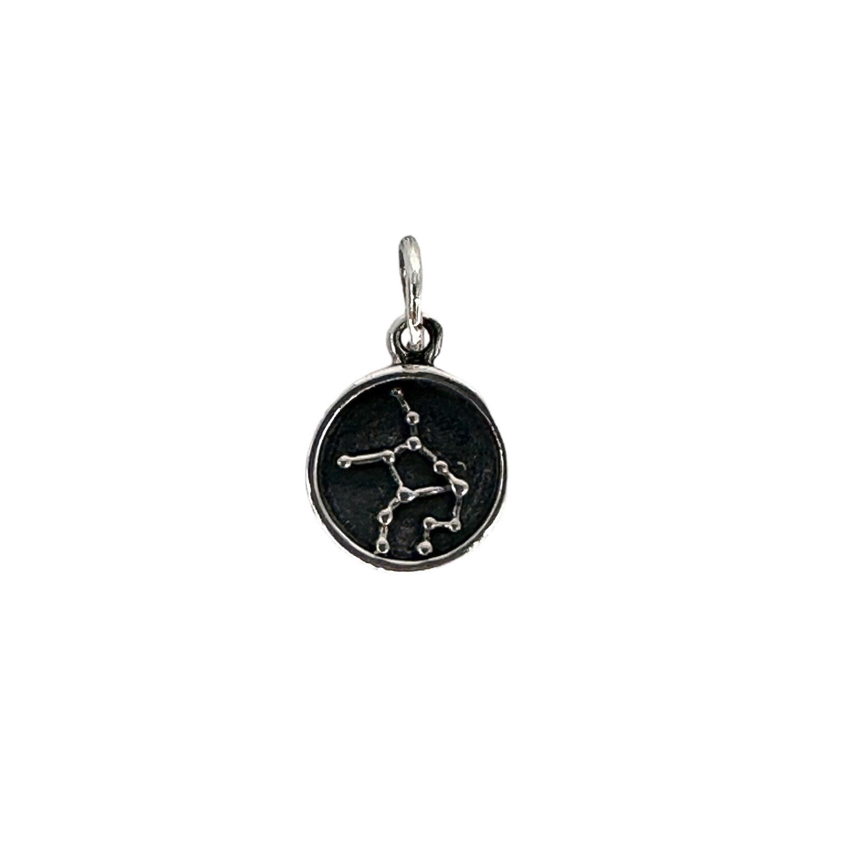 P409 Sterling Silver Virgo Zodiac Sign and Constellation Reversible Pendant