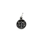 P412 Sterling Silver Libra Zodiac Sign and Constellation Reversible Pendant