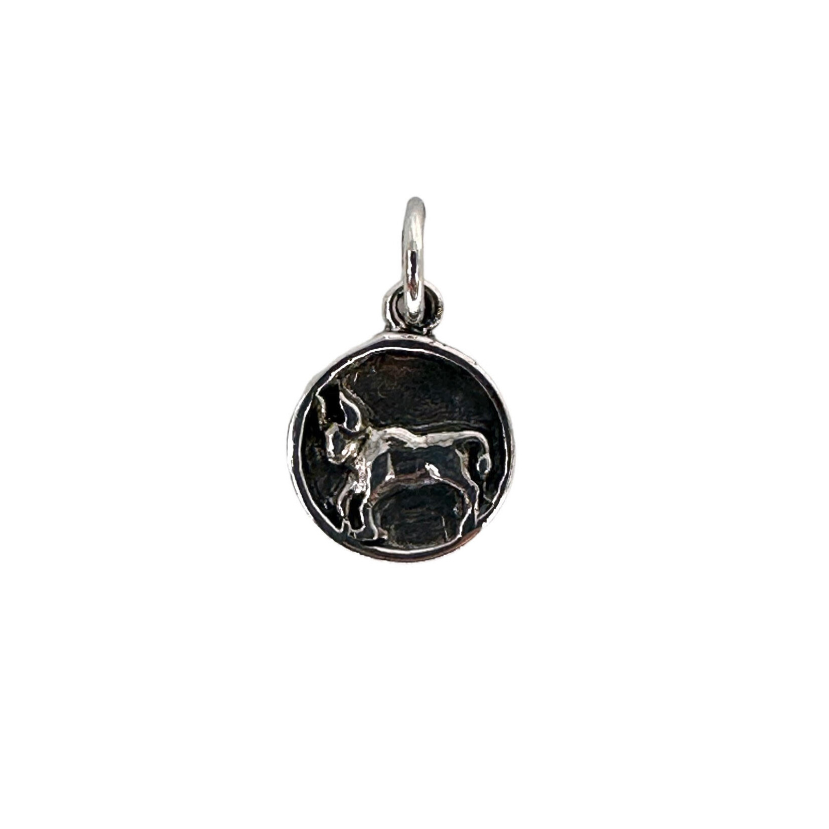 P413 Sterling Silver Taurus Zodiac Sign and Constellation Reversible Pendant