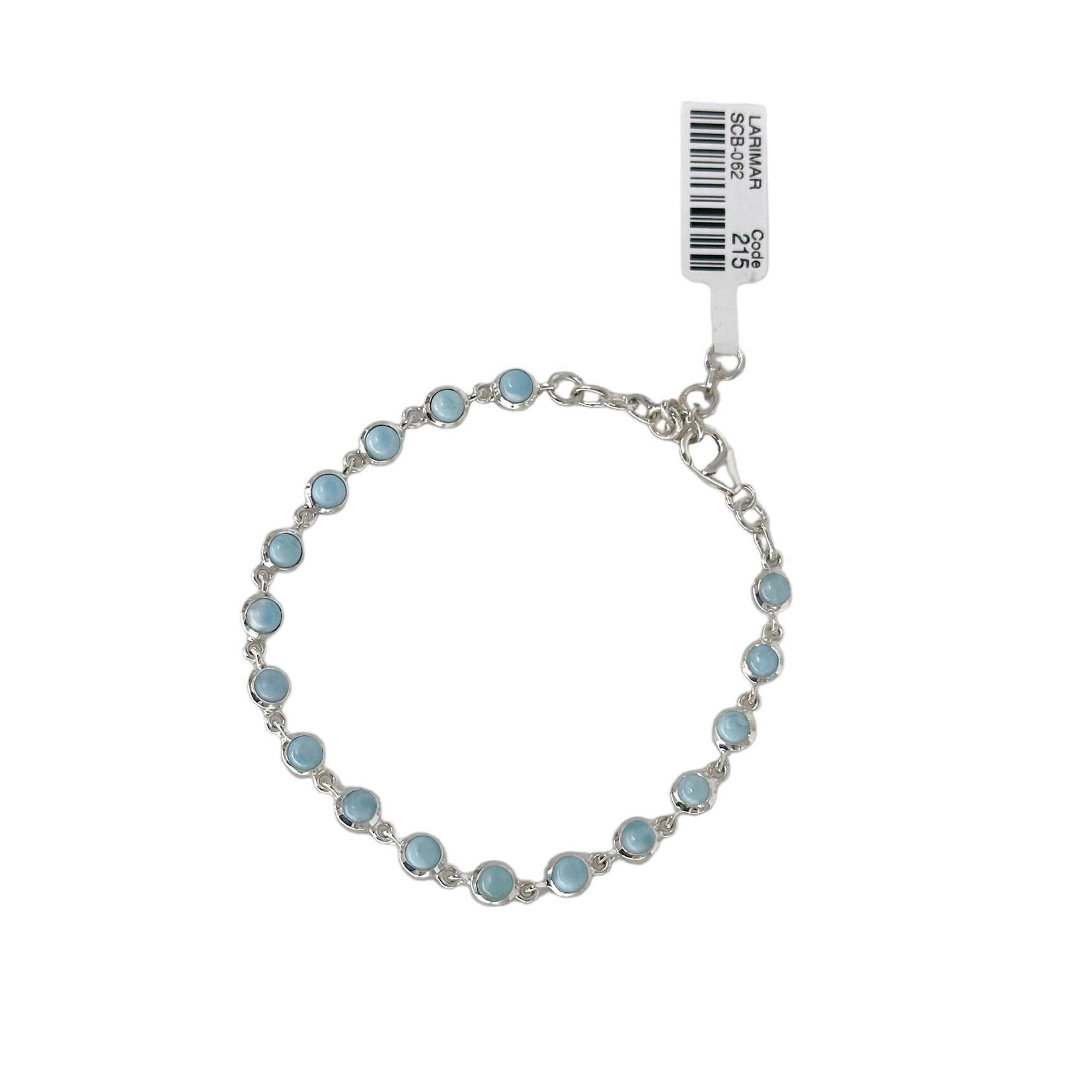 Sterling Silver Adjustable Round Larimar Bracelet Code 215