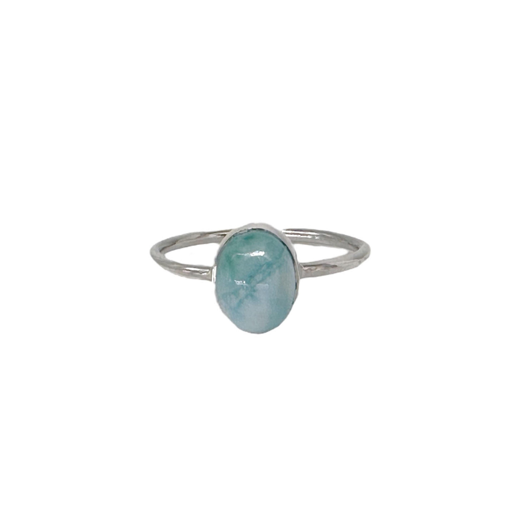 Sterling Silver 7mm x 9mm Oval Larimar Ring Code 40