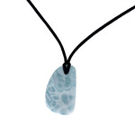 20" Adjustable Freeform Larimar Pendant on Leather Neck Cord Code 285