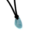 20" Adjustable Freeform Larimar Pendant on Leather Neck Cord Code 105