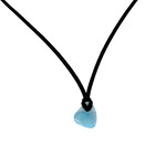 20" Adjustable Freeform Larimar Pendant on Leather Neck Cord Code 70