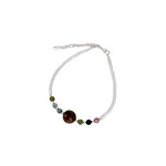 Sterling Silver Adjustable Afghan Bead and 7mm and 3mm Tourmaline Gemstone Bracelet