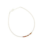 Sterling Silver Adjustable Afghan Bead and 2mm Gold Sandstone Gemstone Anklet