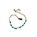 Pearl, and Howlite, Chrysocolla, and Turquoise Gemstone and Brass Bead Anklet BA12