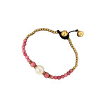 Pearl and Brass and Glass Bead Bracelet Pink BB1