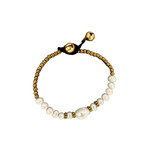Pearl and Brass Bead Bracelet BB15