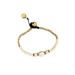 Pearl, Howlite Gemstone and Brass Bead Bracelet BB9