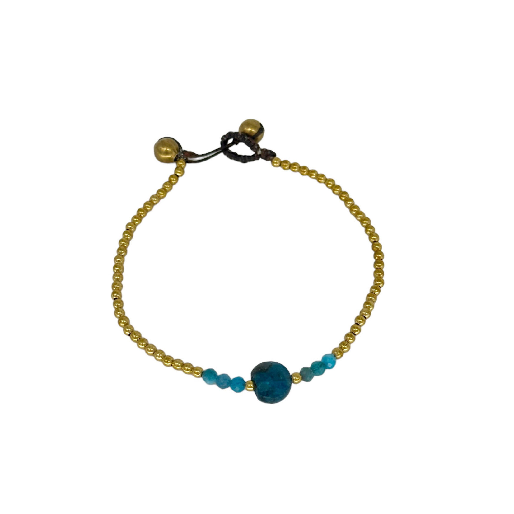 Apatite Gemstone and Brass Bead Bracelet BB20
