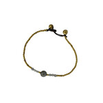 Labradorite Gemstone and Brass Bead Bracelet BB21