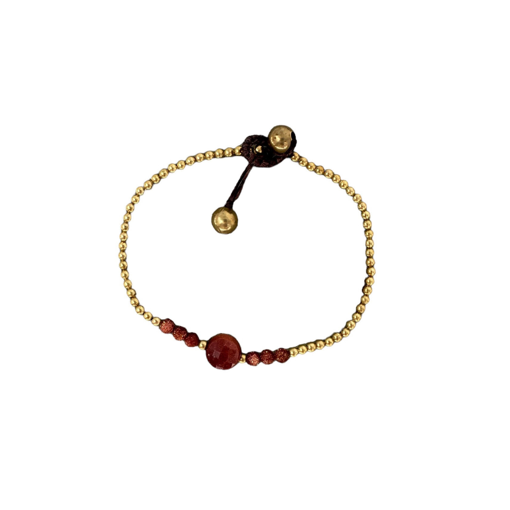 Gold Sandstone Gemstone and Brass Bead Bracelet BB23