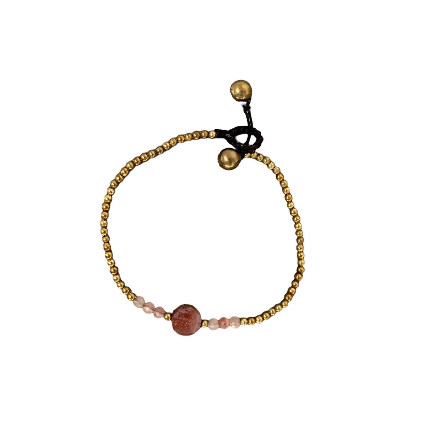 Sunstone Gemstone and Brass Bead Bracelet BB24