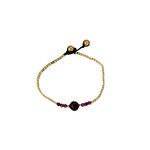 Garnet Gemstone and Brass Bead Bracelet BB26