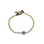 Amazonite Gemstone and Brass Bead Bracelet BB27
