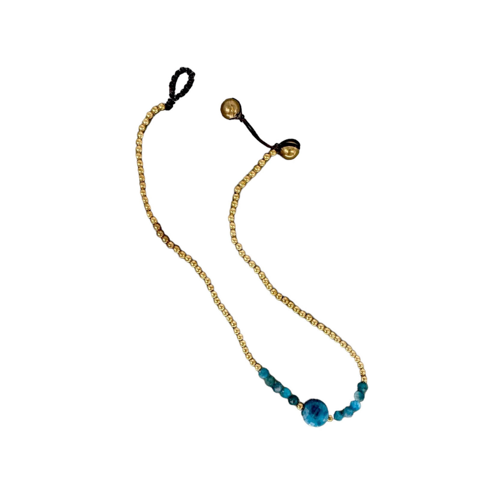 Apatite Gemstone and Brass Bead Anklet BA20