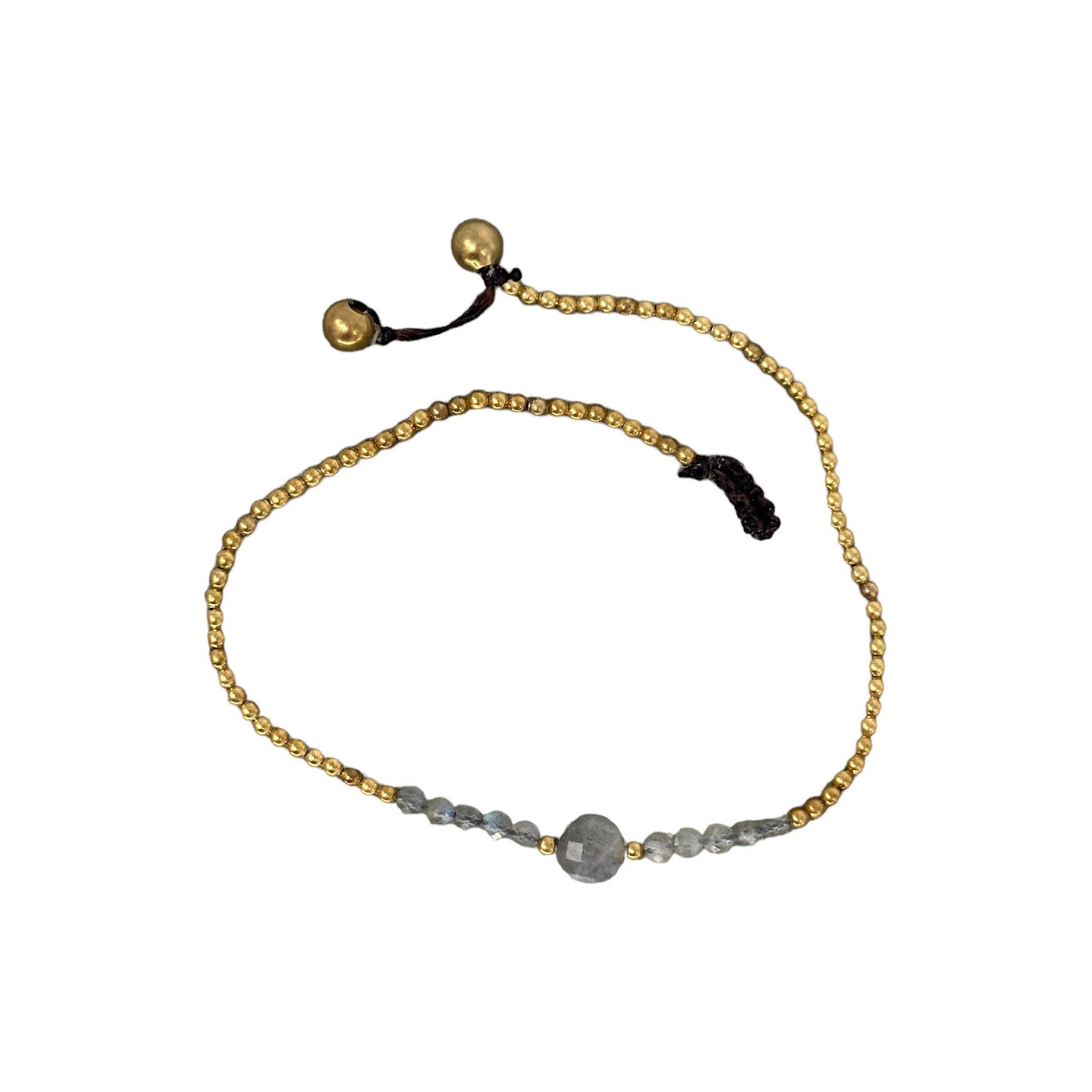 Labradorite Gemstone and Brass Bead Anklet BA21