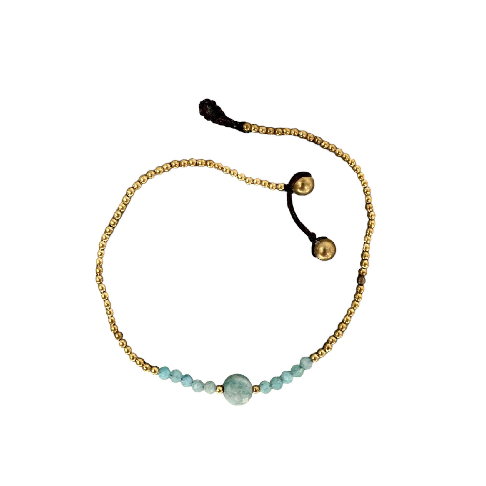 Amazonite Gemstone and Brass Bead Anklet BB27