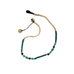 Brass, Glass, and Clay Bead Anklet Forest Green BA29