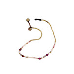 Brass, Glass, and Clay Bead Anklet Pink BA30