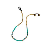 Brass, Glass, and Clay Bead Anklet Kelly Green BA31