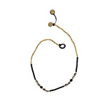 Brass, Glass, and Clay Bead Anklet Black BA32