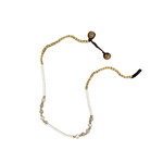 Brass, Glass, and Clay Bead Anklet White BA33