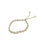 6mm Cultured White Pearl Gold Plated Adjustable Chain Bracelet