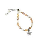 Copper & Freshwater Pearl Adjustable Bracelet Silver Flower with Mixed Pearl