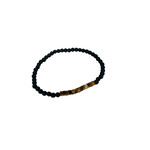 4mm Black Stone and Synthetic Tiger Eye Stretch Bracelet