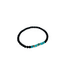 4mm Black Stone and Synthetic Turquoise Stretch Bracelet