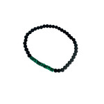 4mm Black Stone and Synthetic Malachite Stretch Bracelet