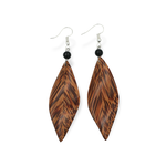 Hand Made Coconut Wood Earrings Leaf Motif