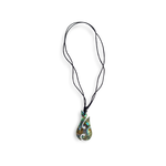 Carved Paua Shell Wave Hook Necklace on Adjustable Cord