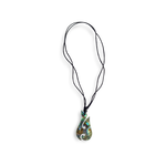 N205 Carved Paua Shell Wave Hook Necklace on Adjustable Cord