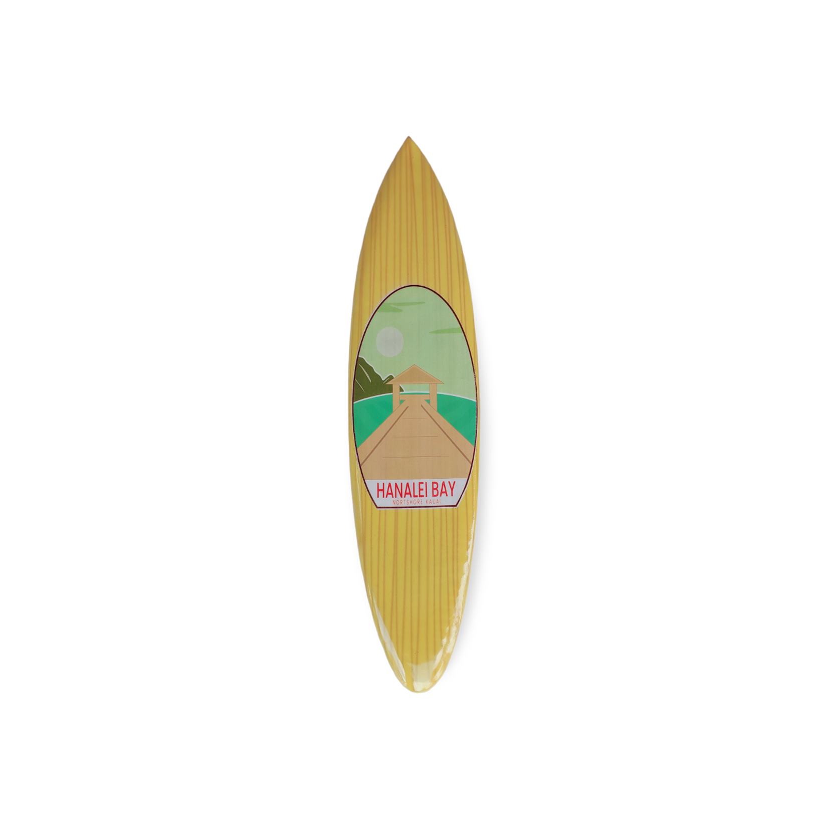 Airbrushed Mango Wood Hanalei Bay Kauai Surfboard Small #7AB