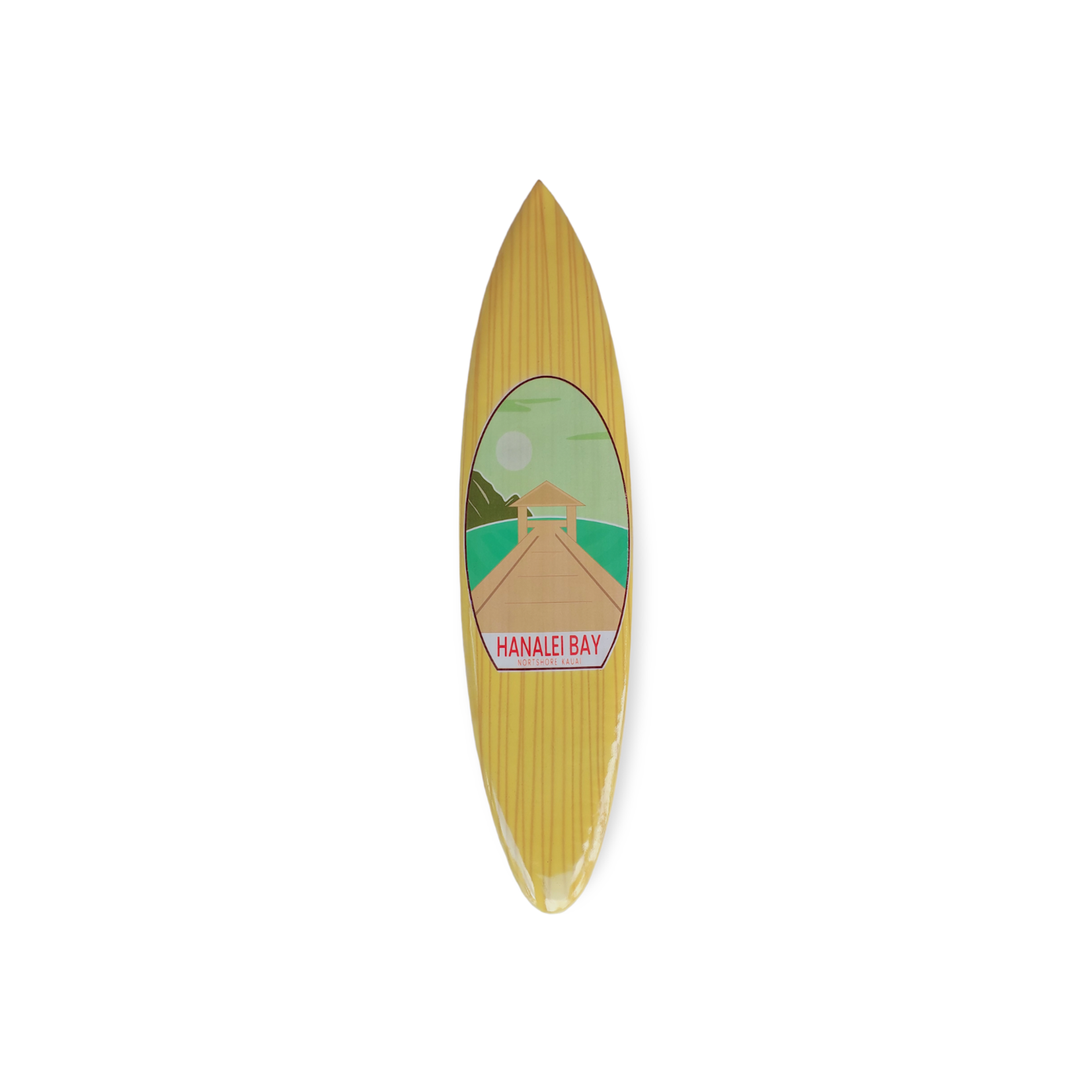 Airbrushed Wood Hanalei Bay Kauai Surfboard Small #7AB