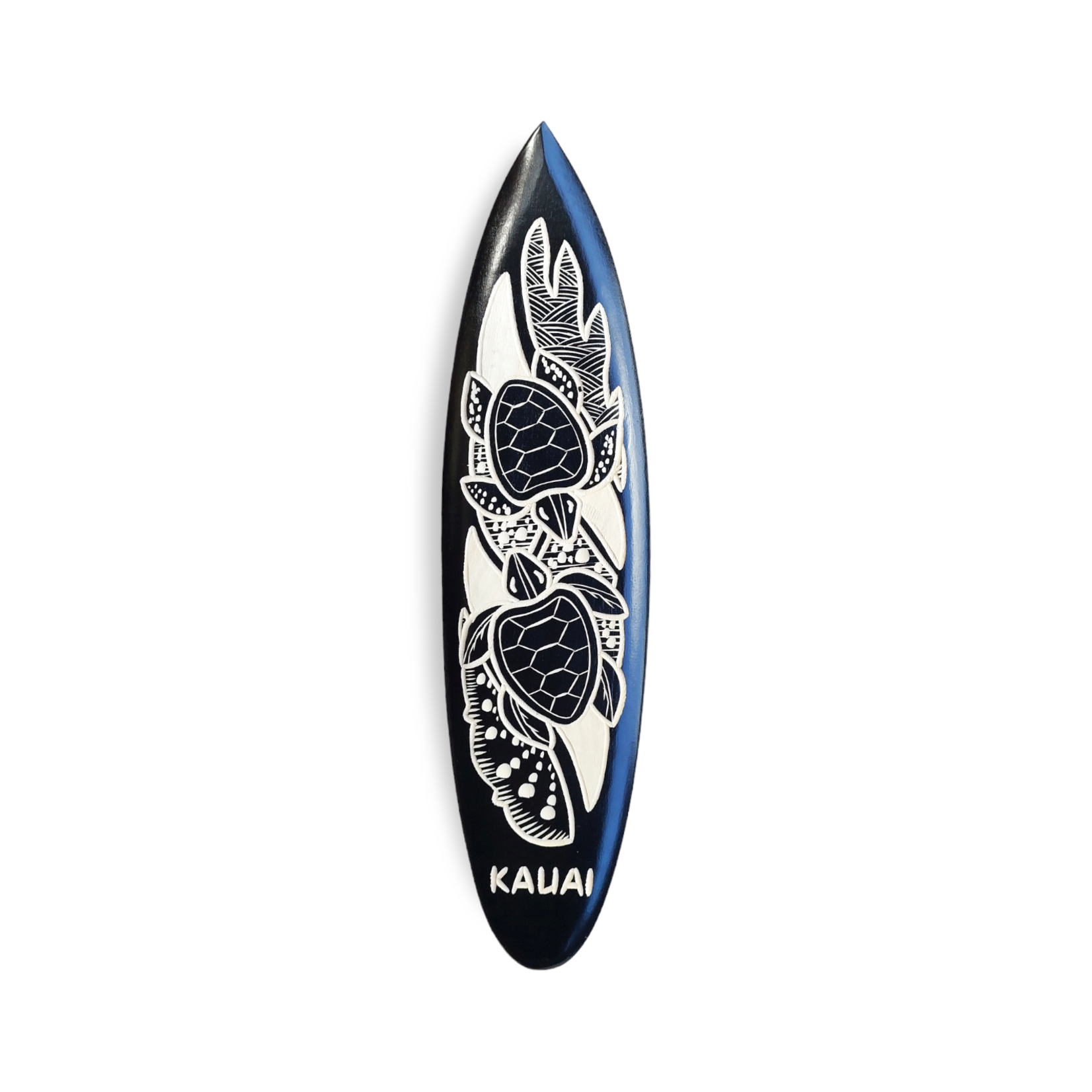 Hand Carved Albesia Wood Kauai Surfboard Medium #9