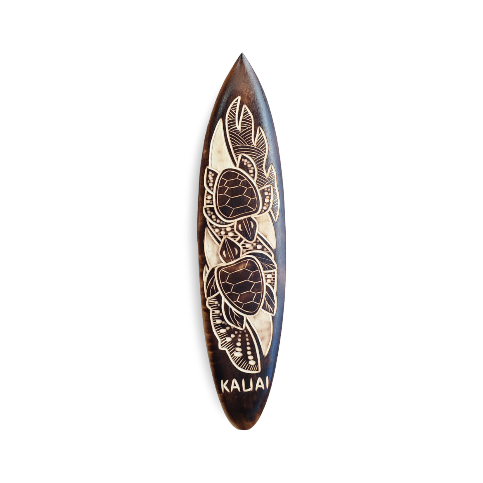 Hand Carved Albesia Wood Weathered BrownKauai Surfboard Medium #6B