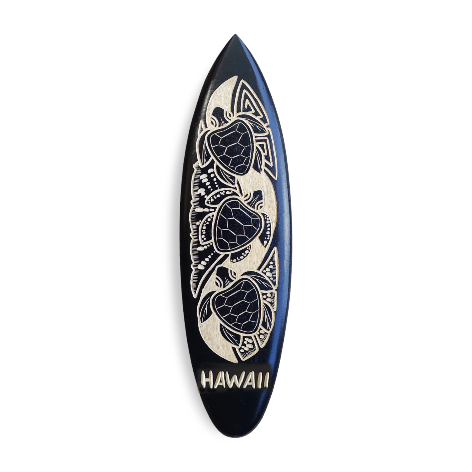 Hand Carved Albesia Wood Hawaii Surfboard Medium #15