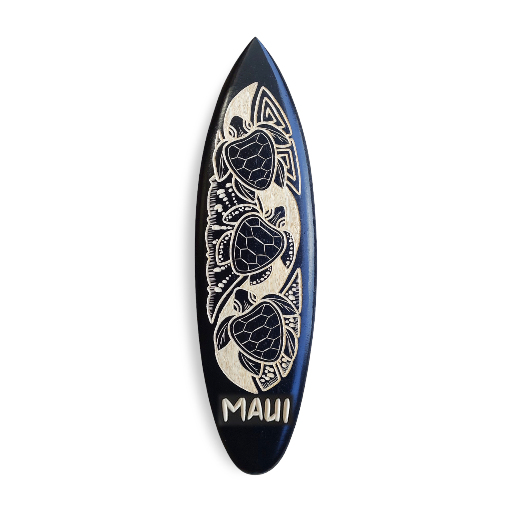 Hand Carved Albesia Wood Maui Surfboard Medium #17