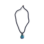 SN5 Petite Shell Necklace Paua Shell Raindrop on Black Beads