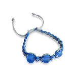 Woven Adjustable Bracelet with Beach Glass Blue
